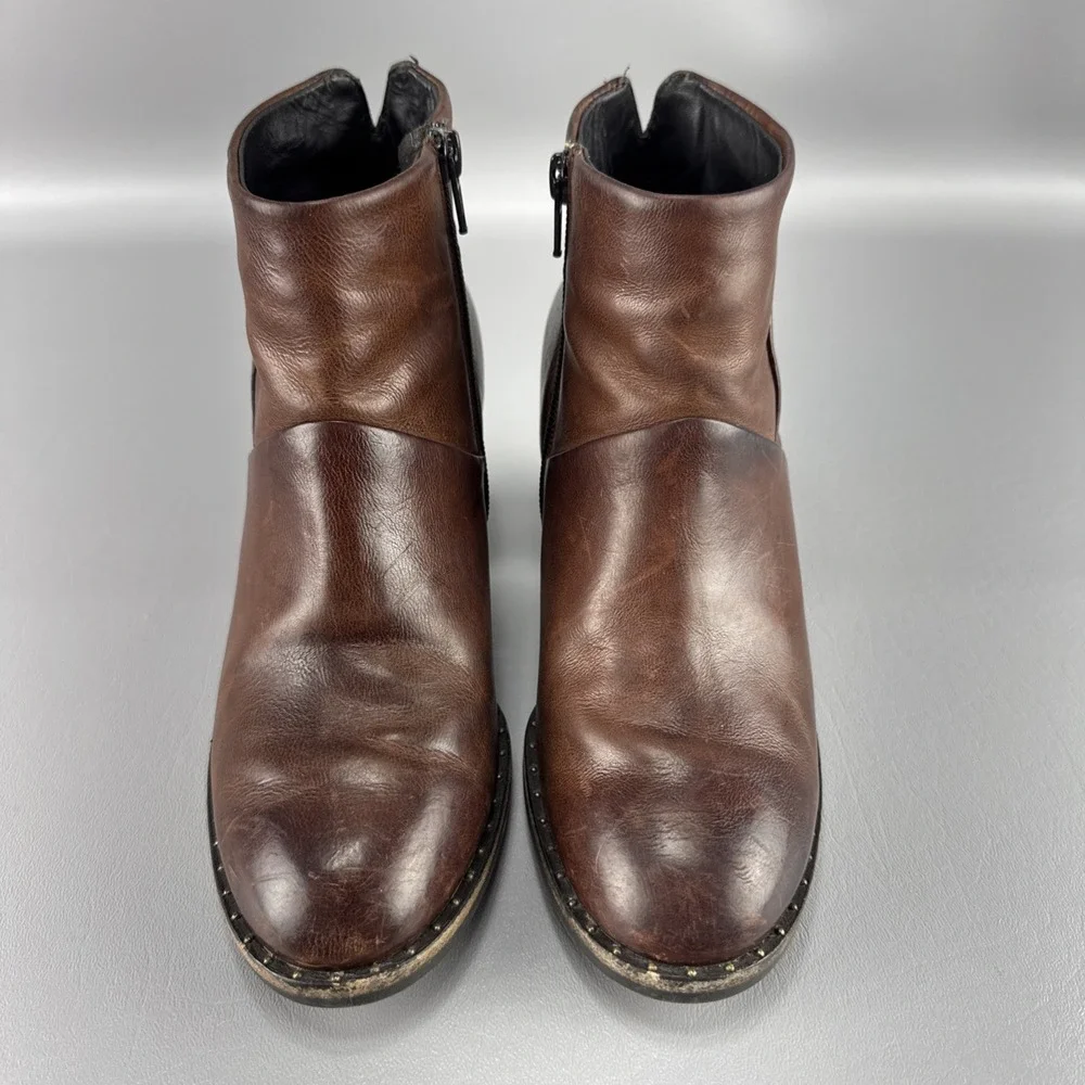 Paul Green Stella Booties Womens UK 4 US 6.5 Stacked Heel Leather Classic Boho